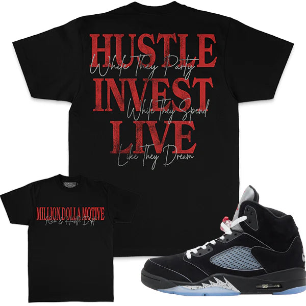 MILLION DOLLA MOTIVE HUSTLER INVEST LIVE - BlACK T-SHIRT