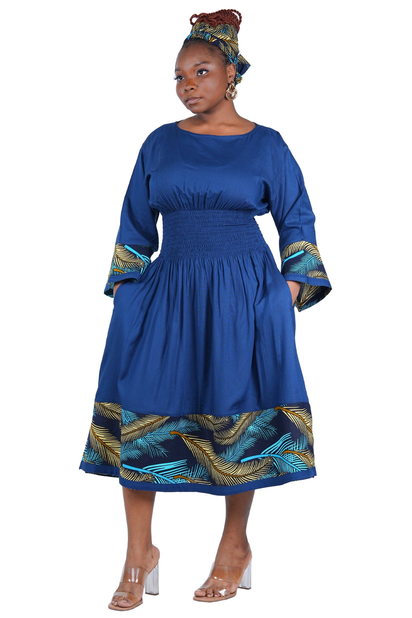 African Trim Midi Dress