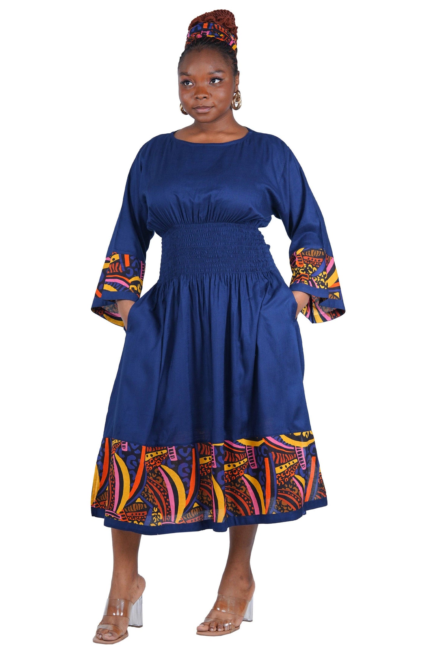 African Trim Midi Dress