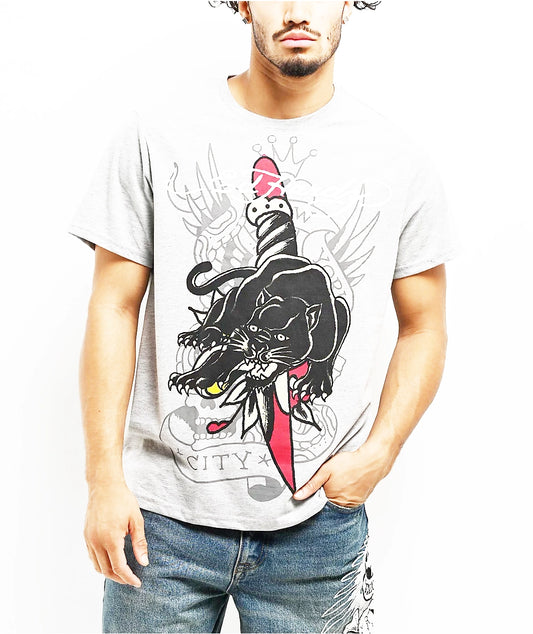 ED HARDY PANTHER DAGGER White T-WHITE