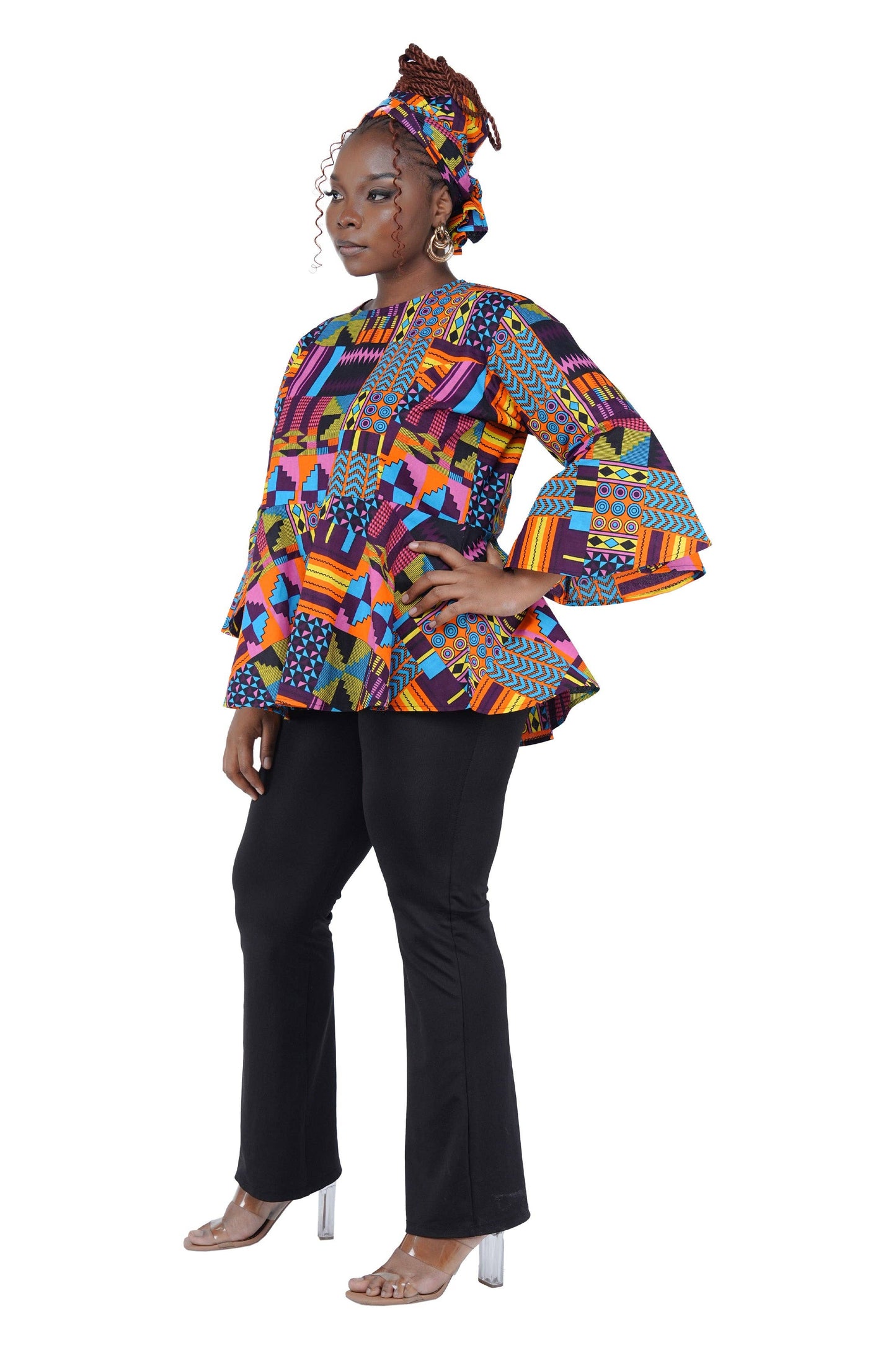 Ankara Umbrella Sleeves Blouse | M to 5XL