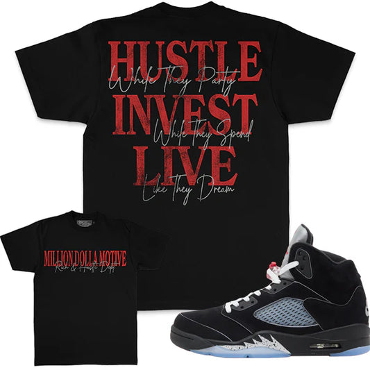 MILLION DOLLA MOTIVE HUSTLER INVEST LIVE - BlACK T-SHIRT