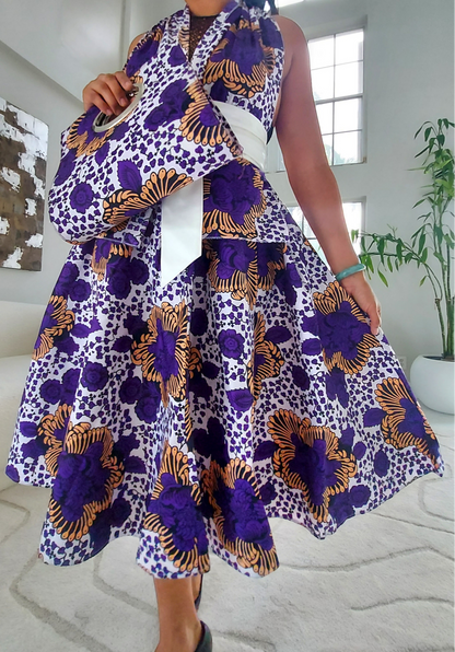 1006 Combo-Women Mid Length Skirt & Pocketbook Set