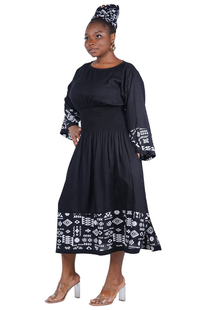 African Trim Midi Dress