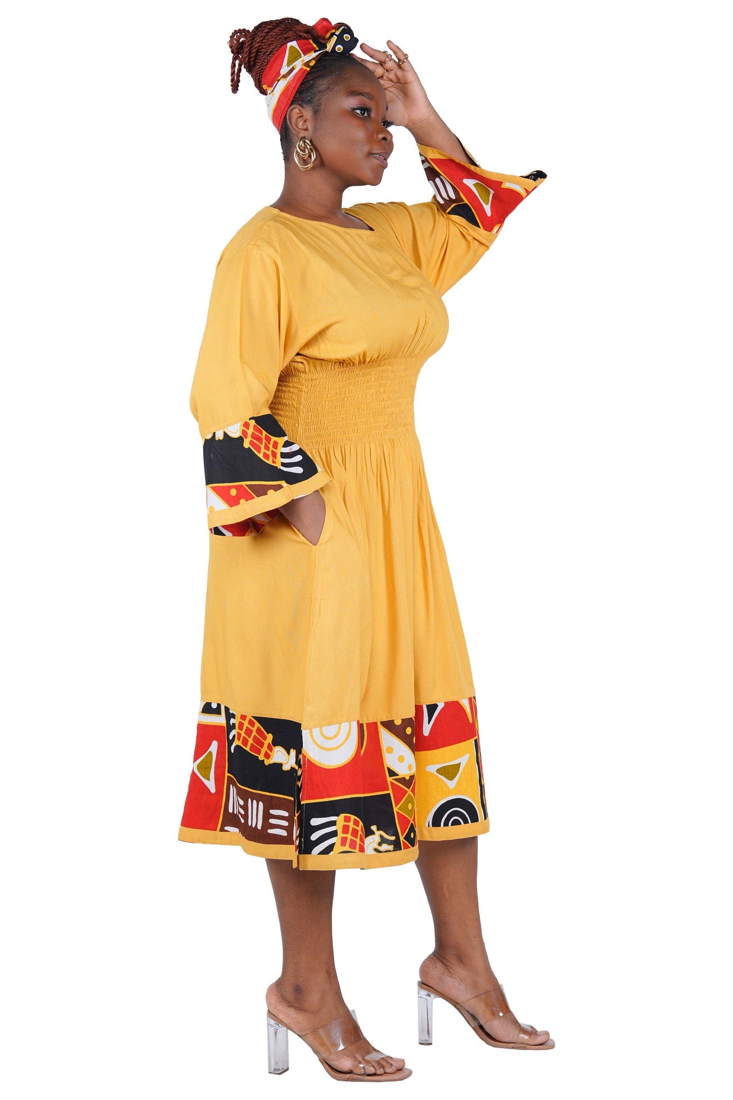 African Trim Midi Dress