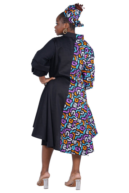 African Accent High Low Swing Dress & Men's Top | One Size & Plus Size
