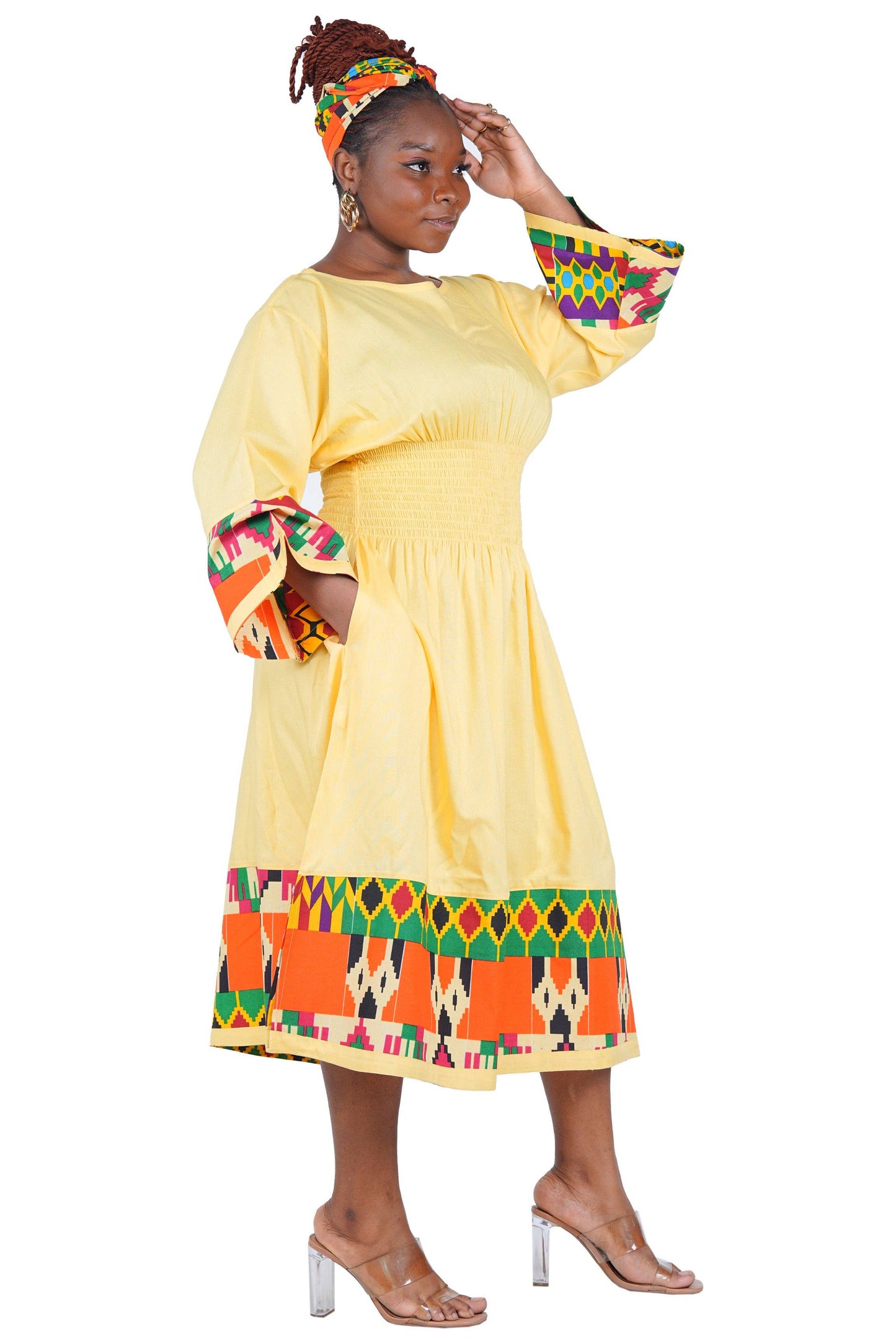 African Trim Midi Dress