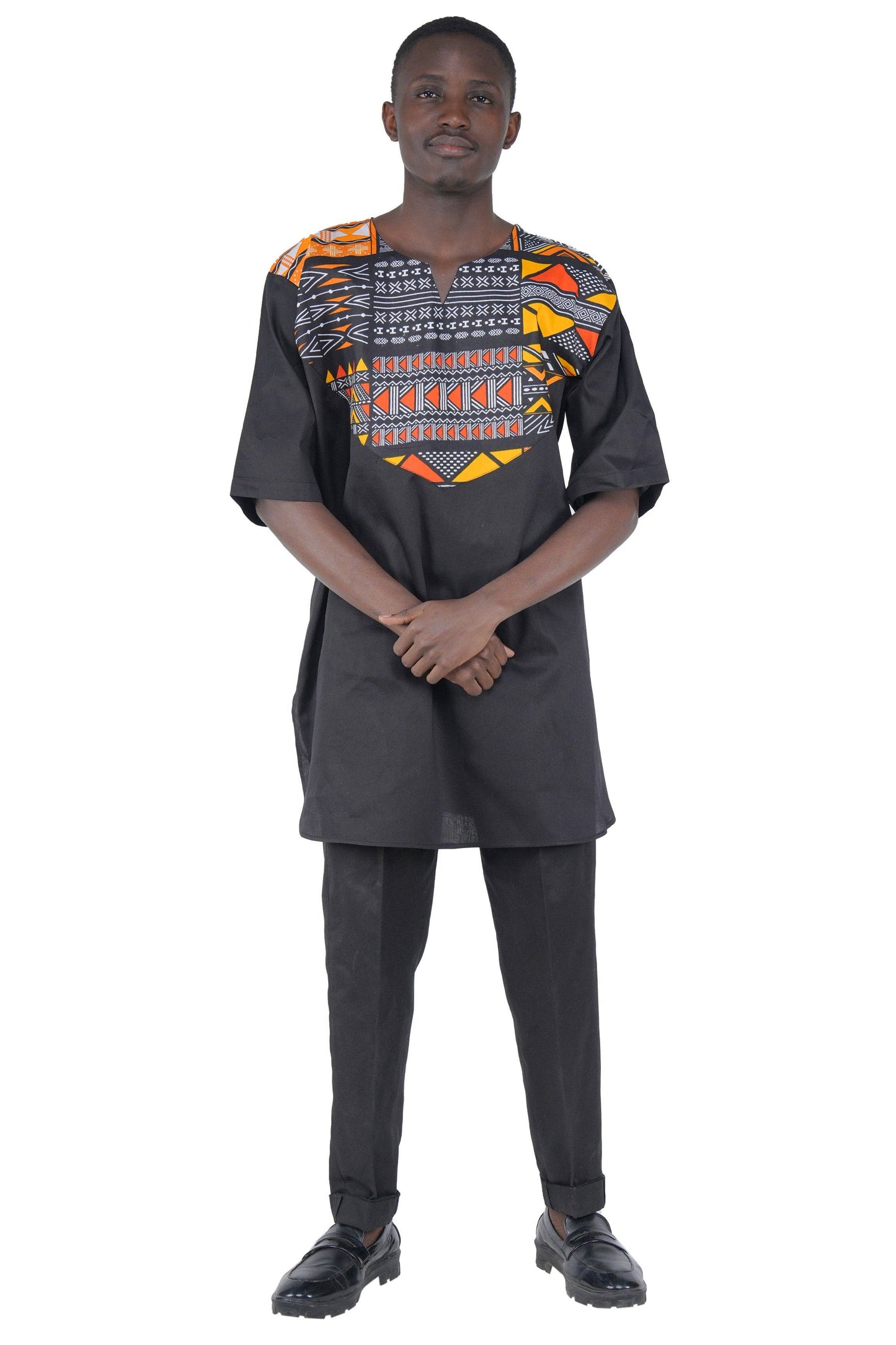 African Accent High Low Swing Dress & Men's Top | One Size & Plus Size