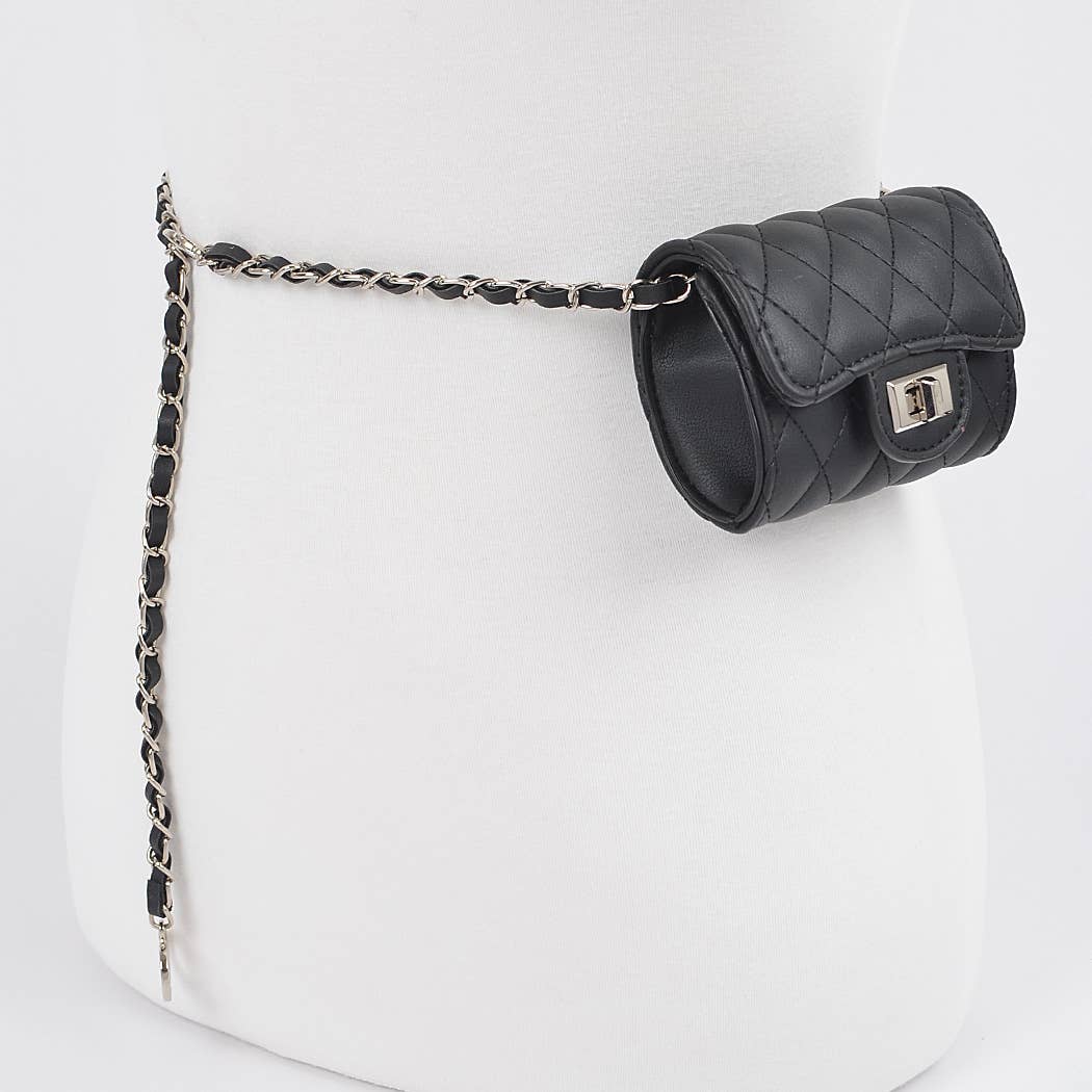 Quilted Mini Bag w/ Chain Belt