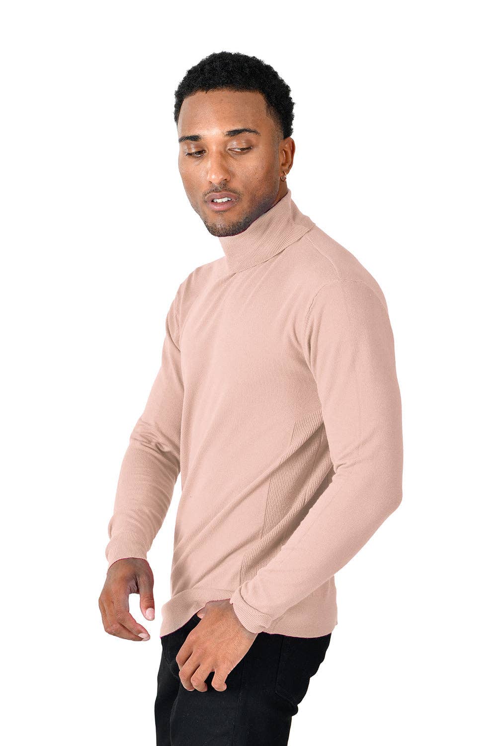 Men's Turtleneck Ribbed Solid Basic Sweater LS2100