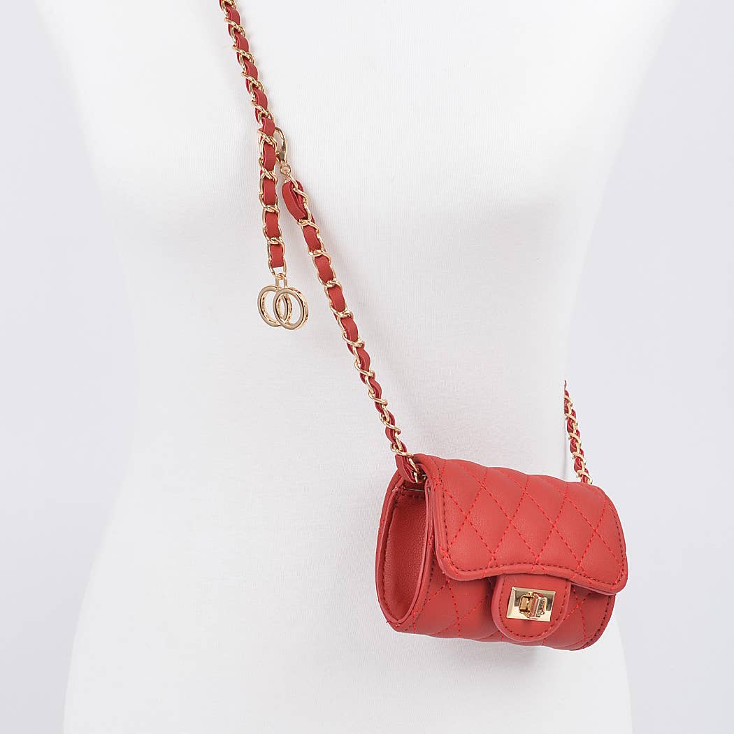Quilted Mini Bag w/ Chain Belt