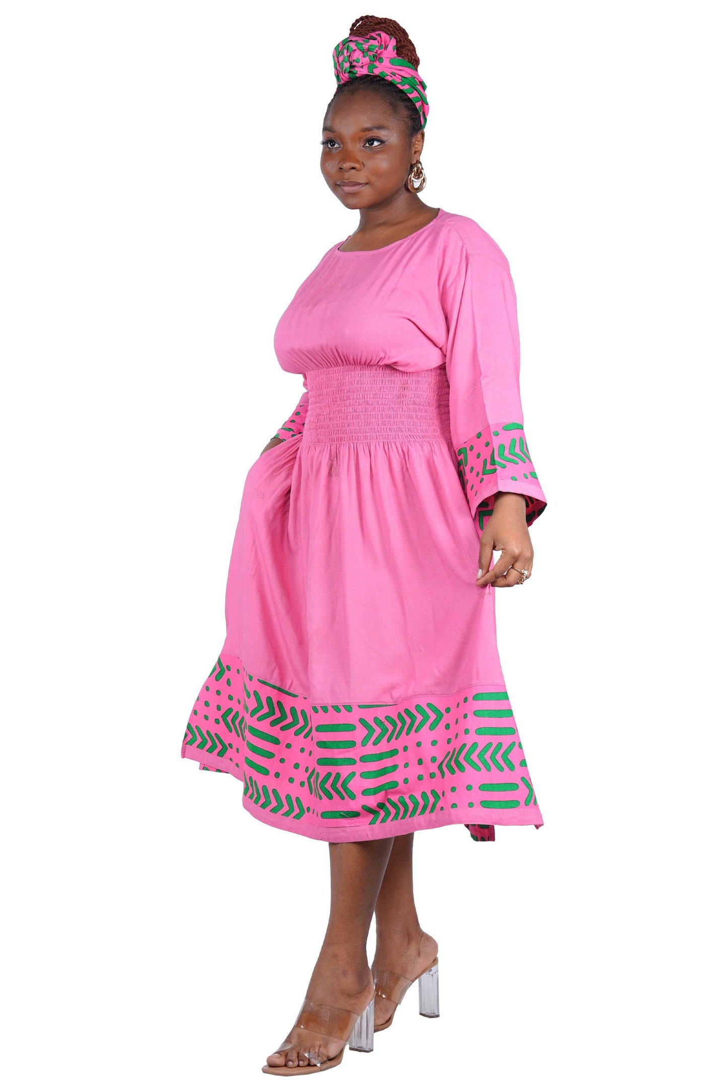 African Trim Midi Dress