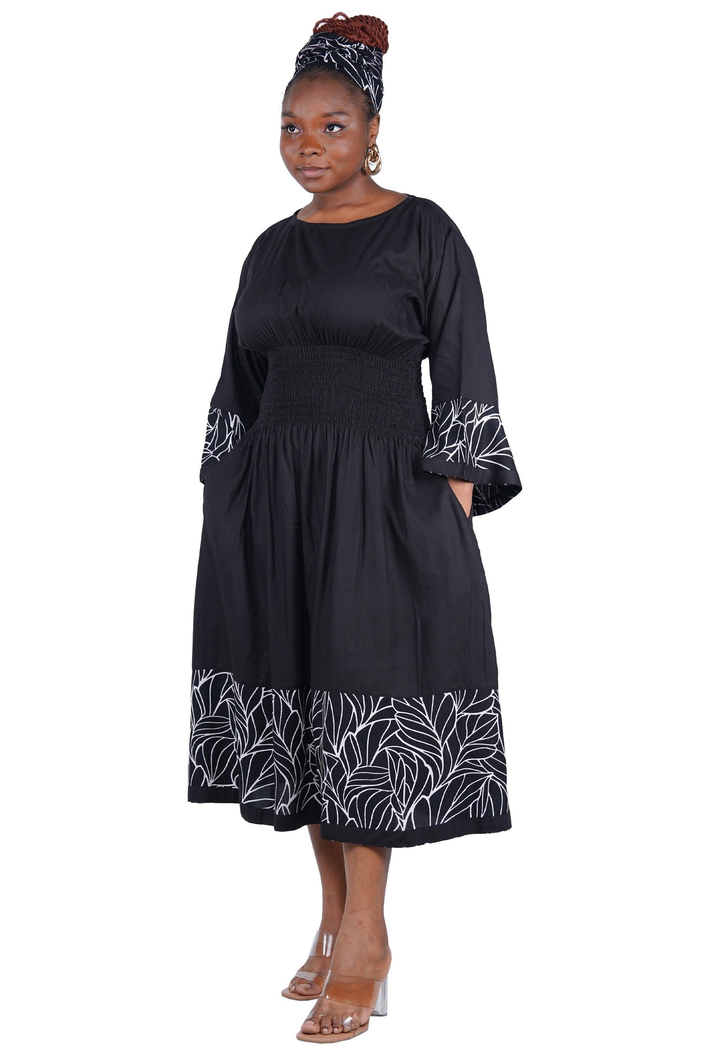 African Trim Midi Dress