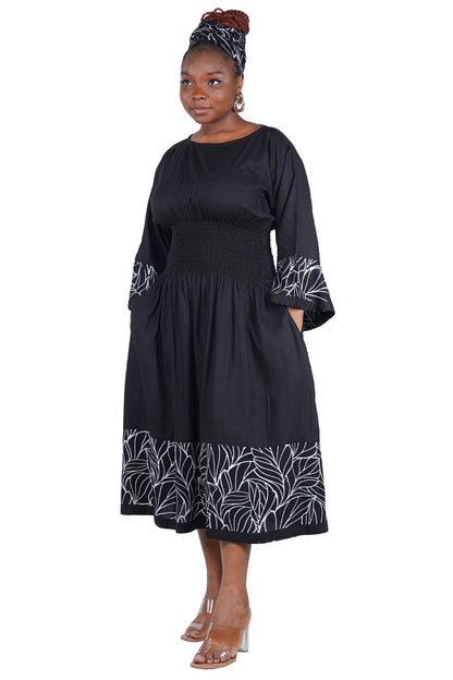 African Trim Midi Dress