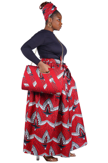 African Long Maxi Skirt With Handbag | One Size