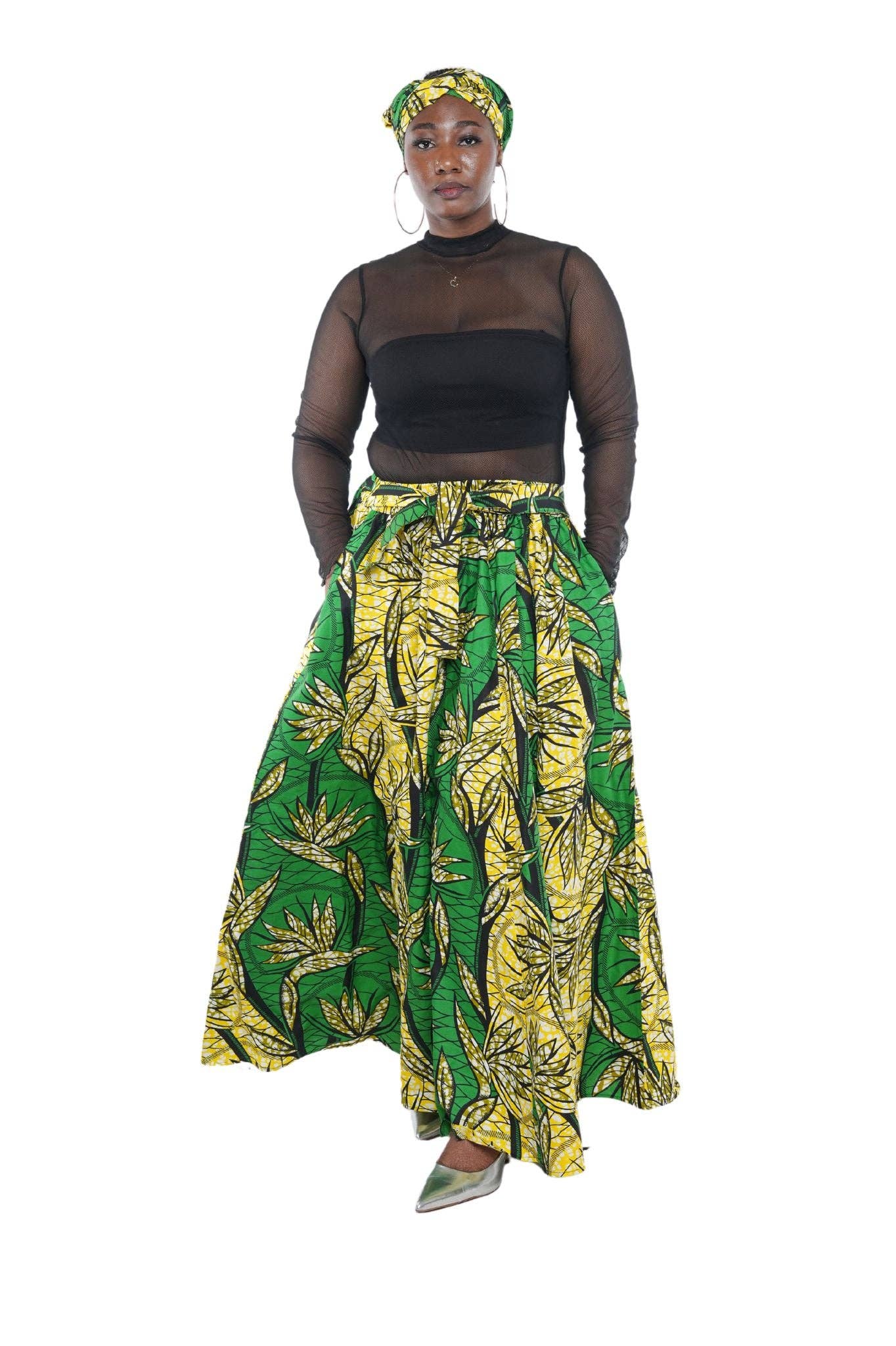 African Long Maxi Skirt With Handbag