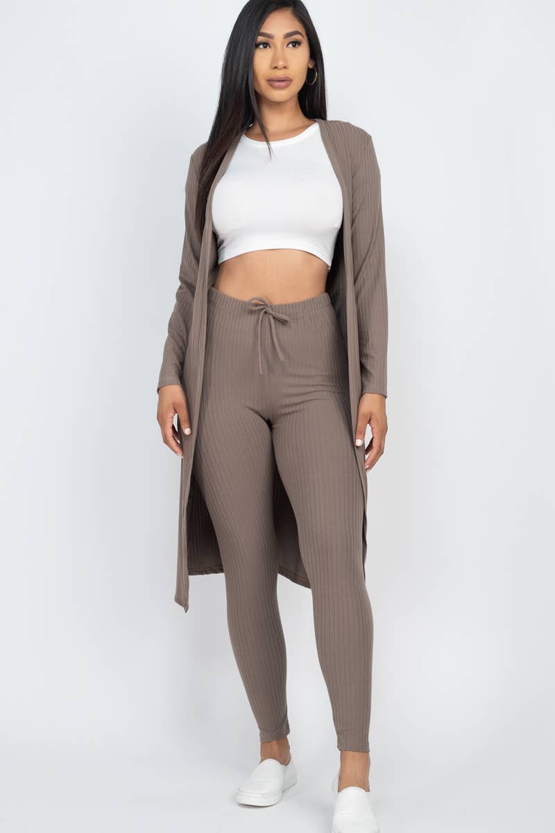 Ribbed Cardigan & Leggings Set