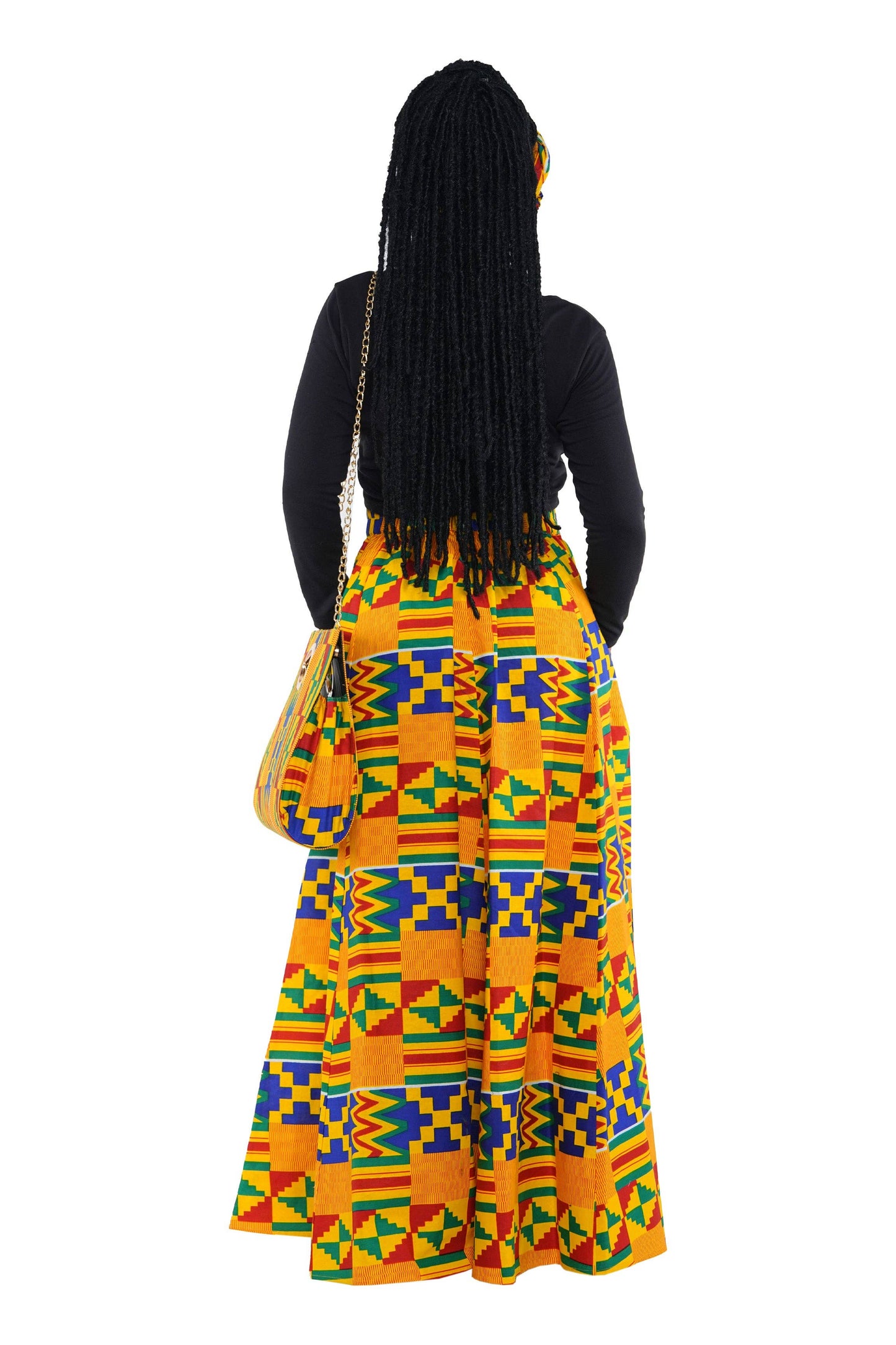 African Long Maxi Skirt With Handbag
