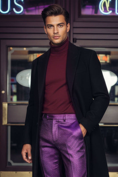 Men's Turtleneck Ribbed Solid Basic Sweater LS2100