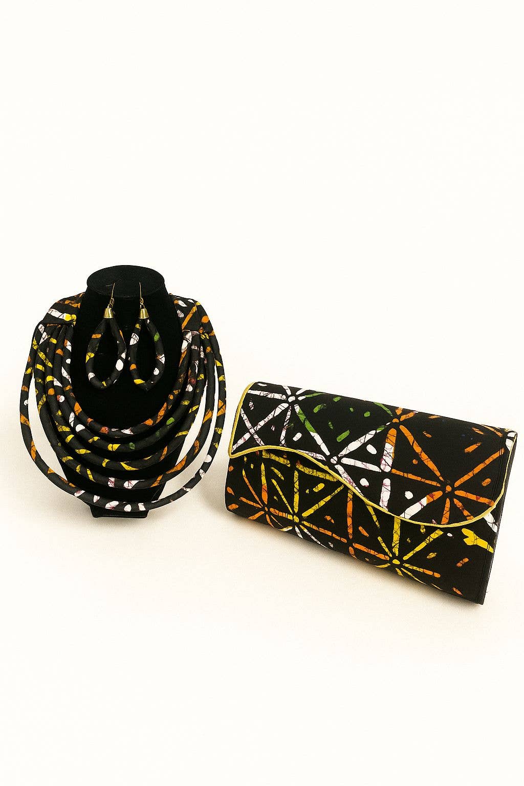 Clutch Bag & Rope  Necklace Set /African Print /Ankara15