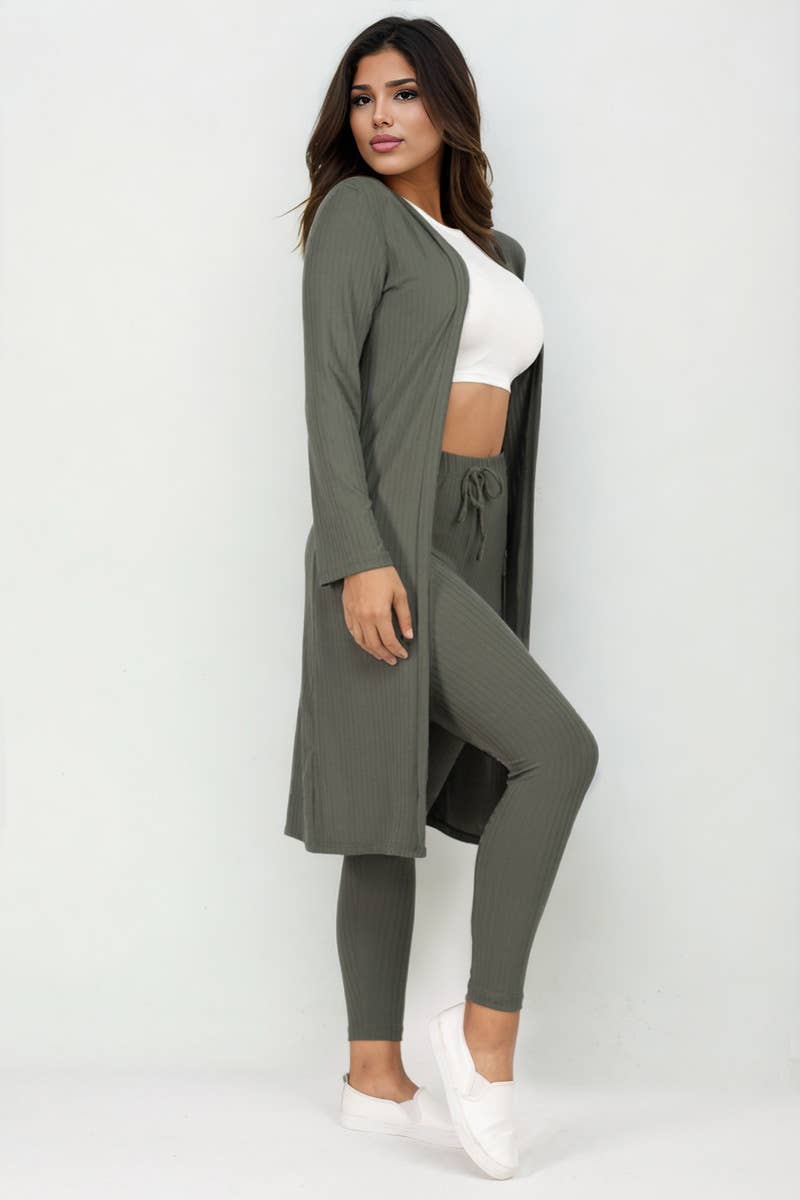 Ribbed Cardigan & Leggings Set