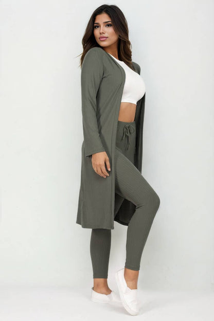Ribbed Cardigan & Leggings Set