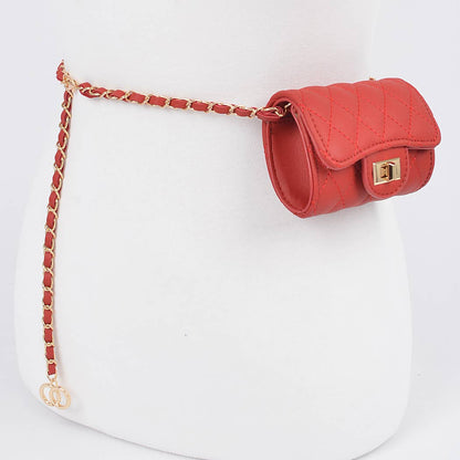 Quilted Mini Bag w/ Chain Belt