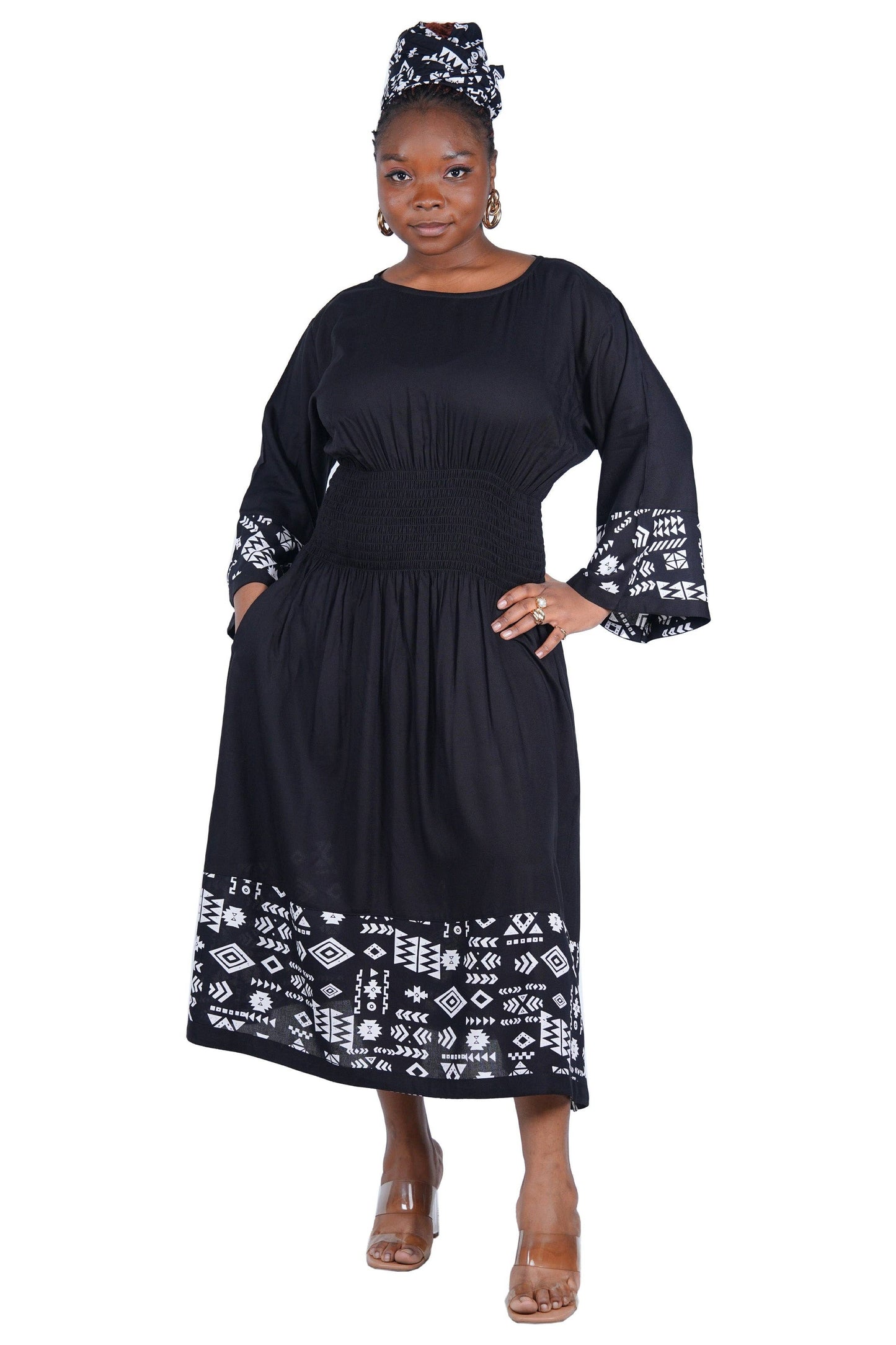 African Trim Midi Dress