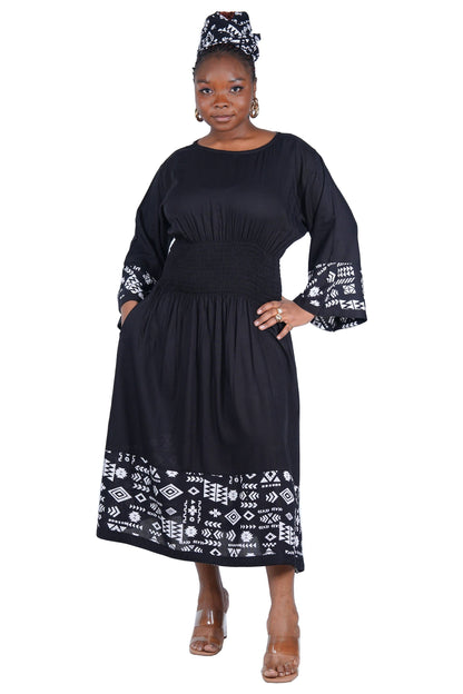 African Trim Midi Dress