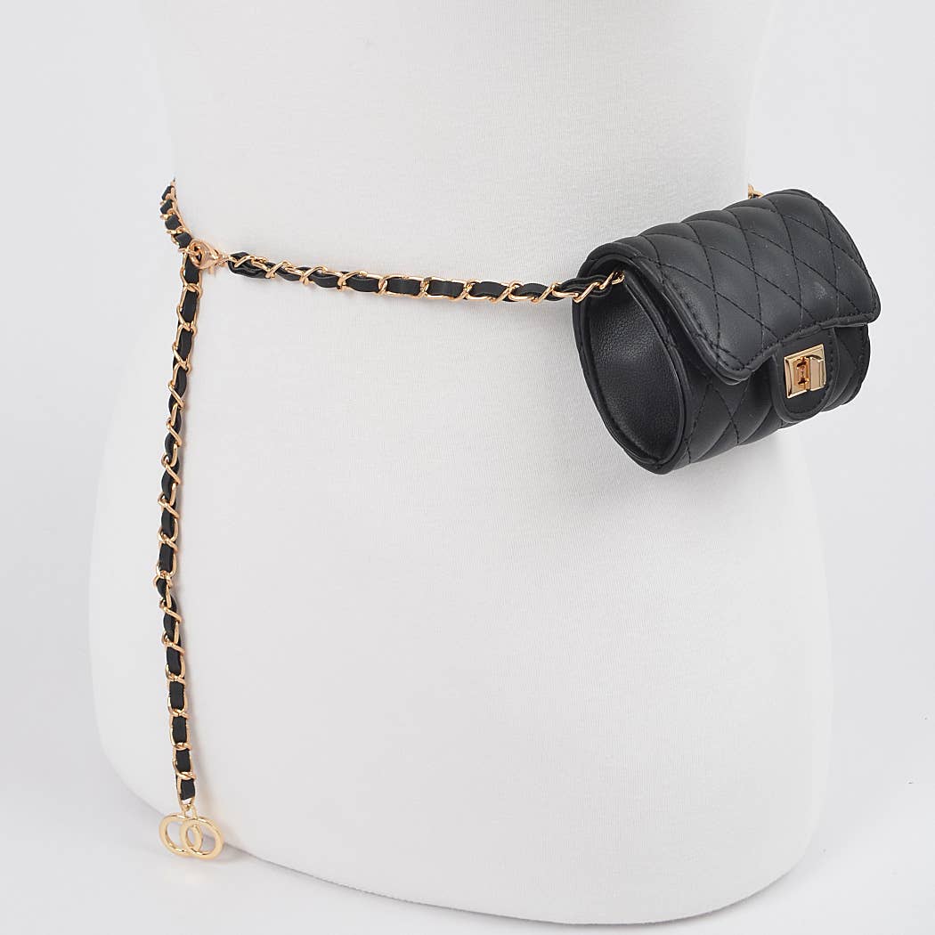 Quilted Mini Bag w/ Chain Belt