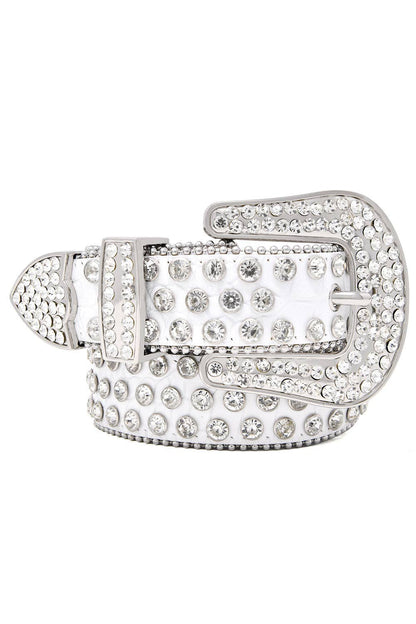 Men's Jewels Rhinestone Stone Buckle leather belt