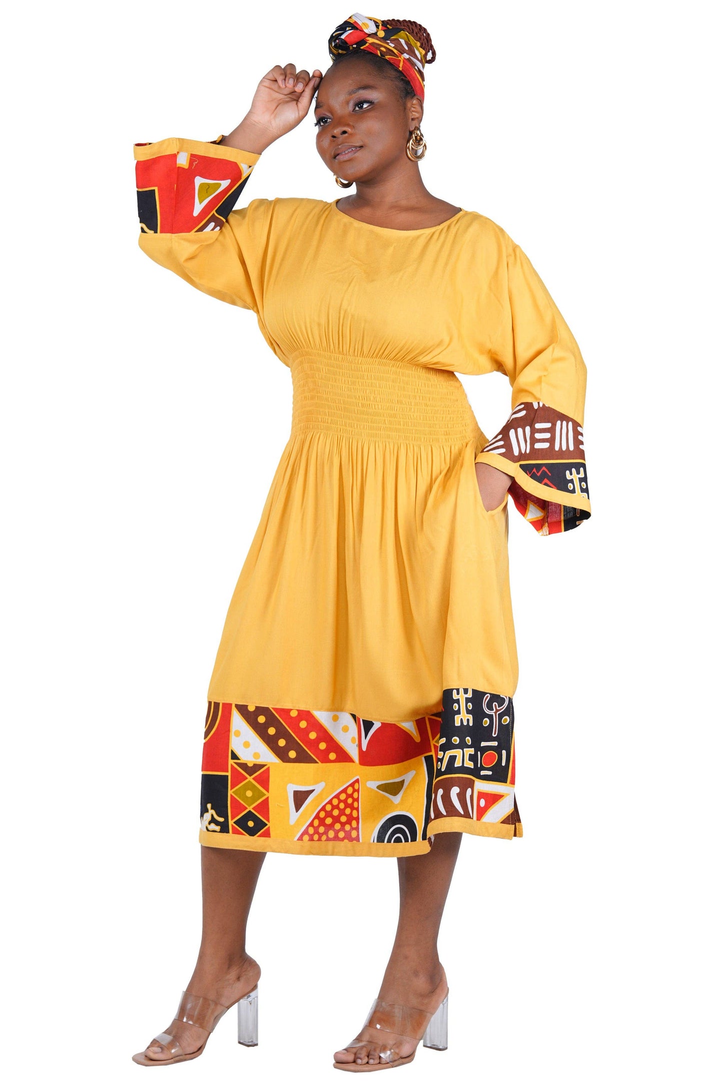 African Trim Midi Dress