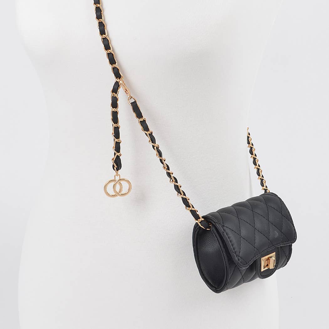 Quilted Mini Bag w/ Chain Belt