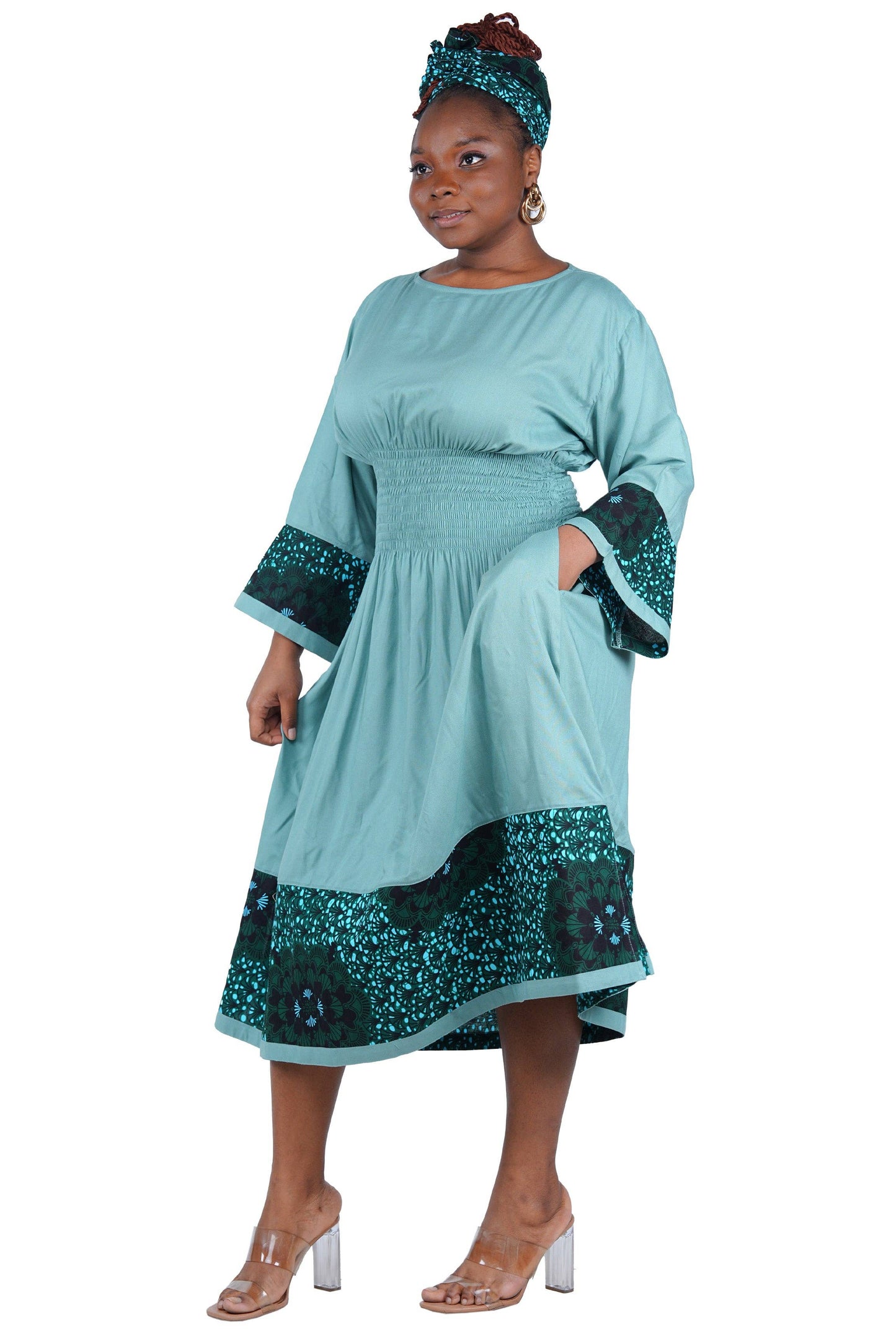 African Trim Midi Dress