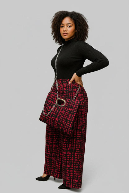 Combo Palazzo Pant & Pocketbook Set  Red PS14