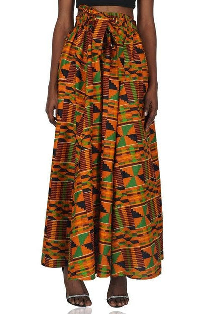 Kente Long Maxi Skirt With Handbag