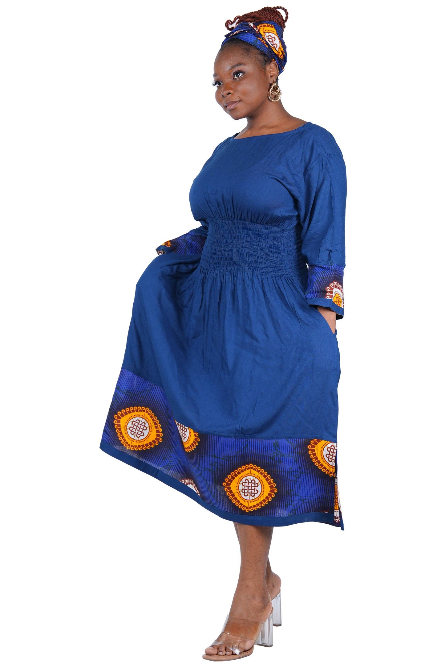 African Trim Midi Dress
