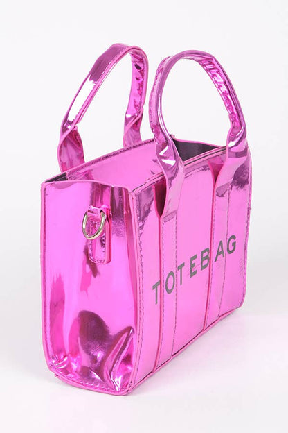 Mirror Metallic Small Tote Bag