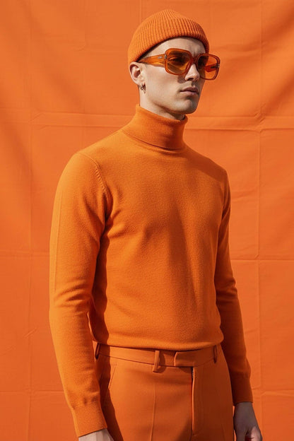 Men's Turtleneck Ribbed Solid Basic Sweater LS2100