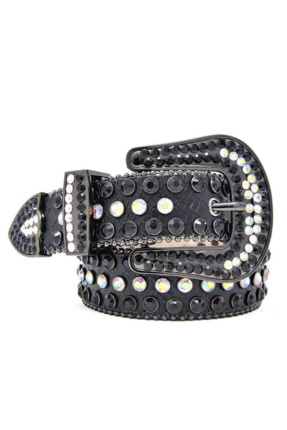 Men's Jewels Rhinestone Stone Buckle leather belt