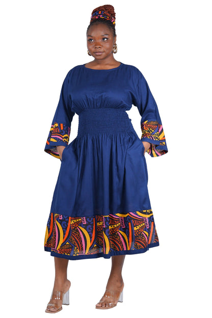 African Trim Midi Dress