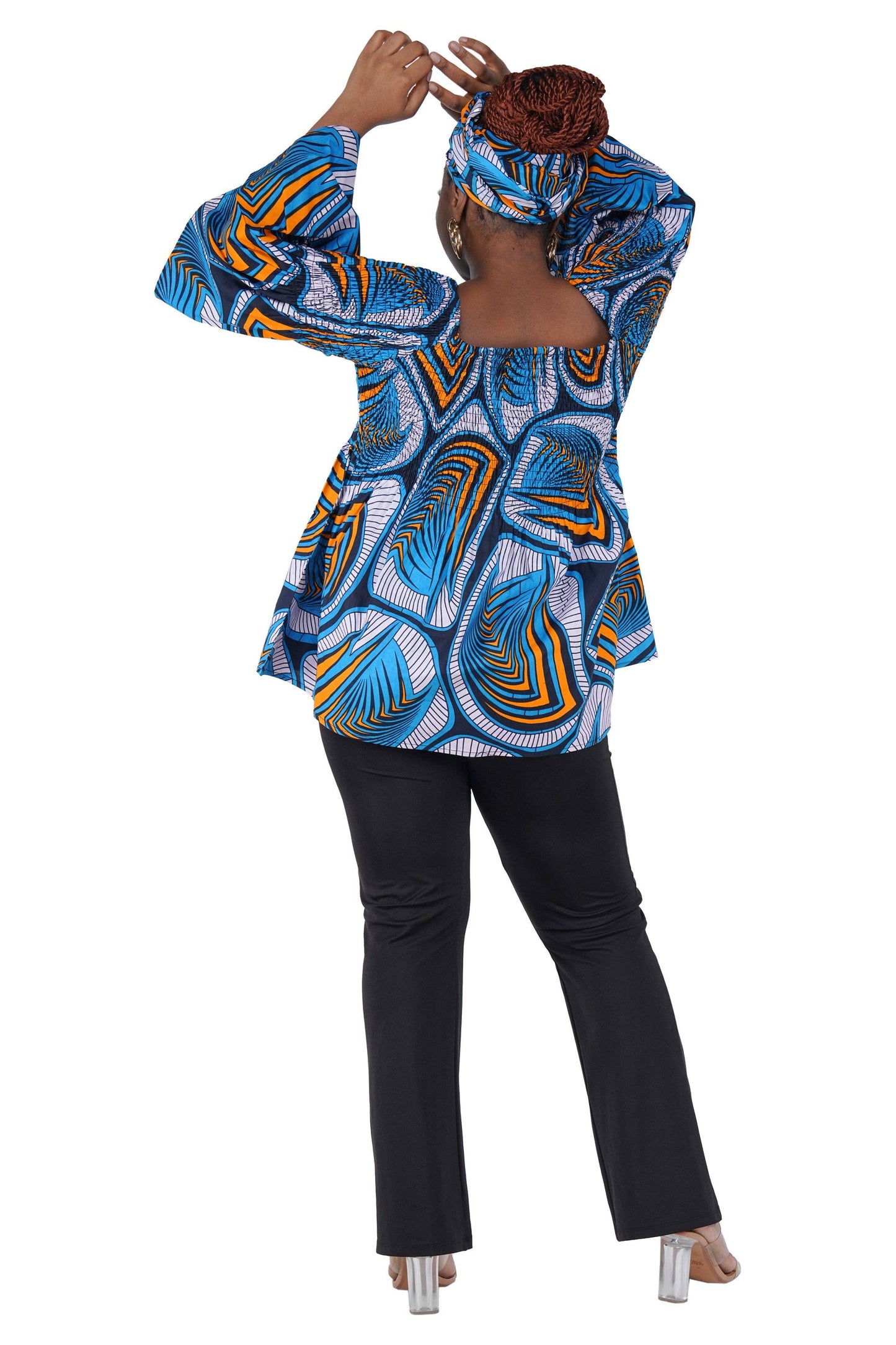 African Ladies Smocked Peplum Blouse | One Size