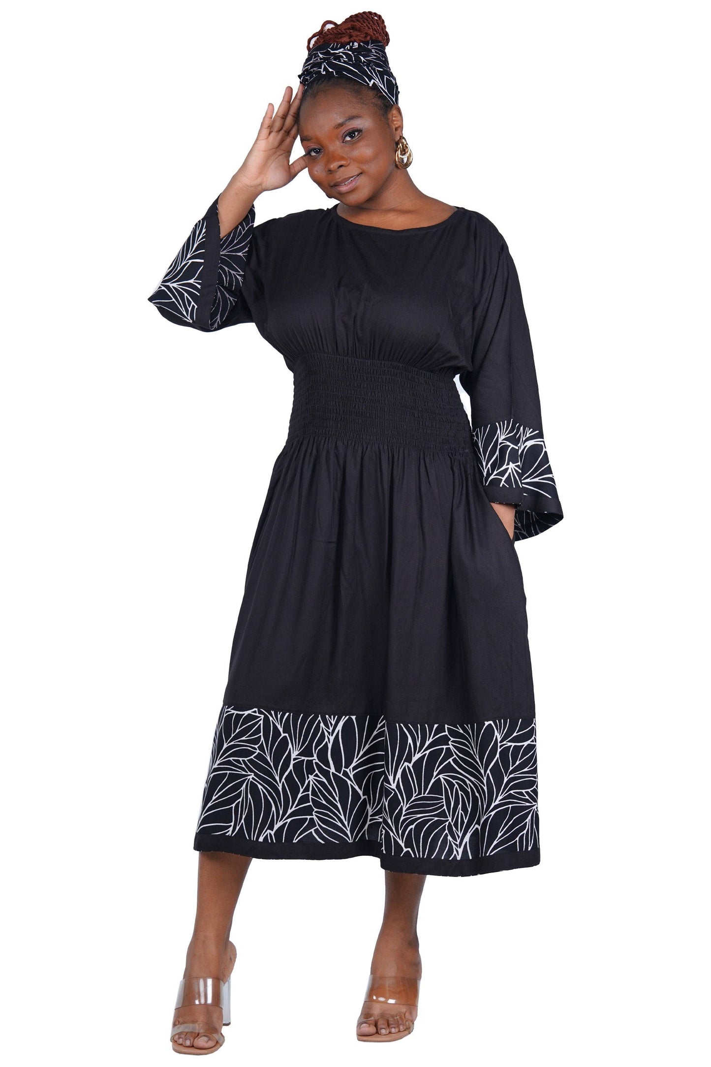 African Trim Midi Dress