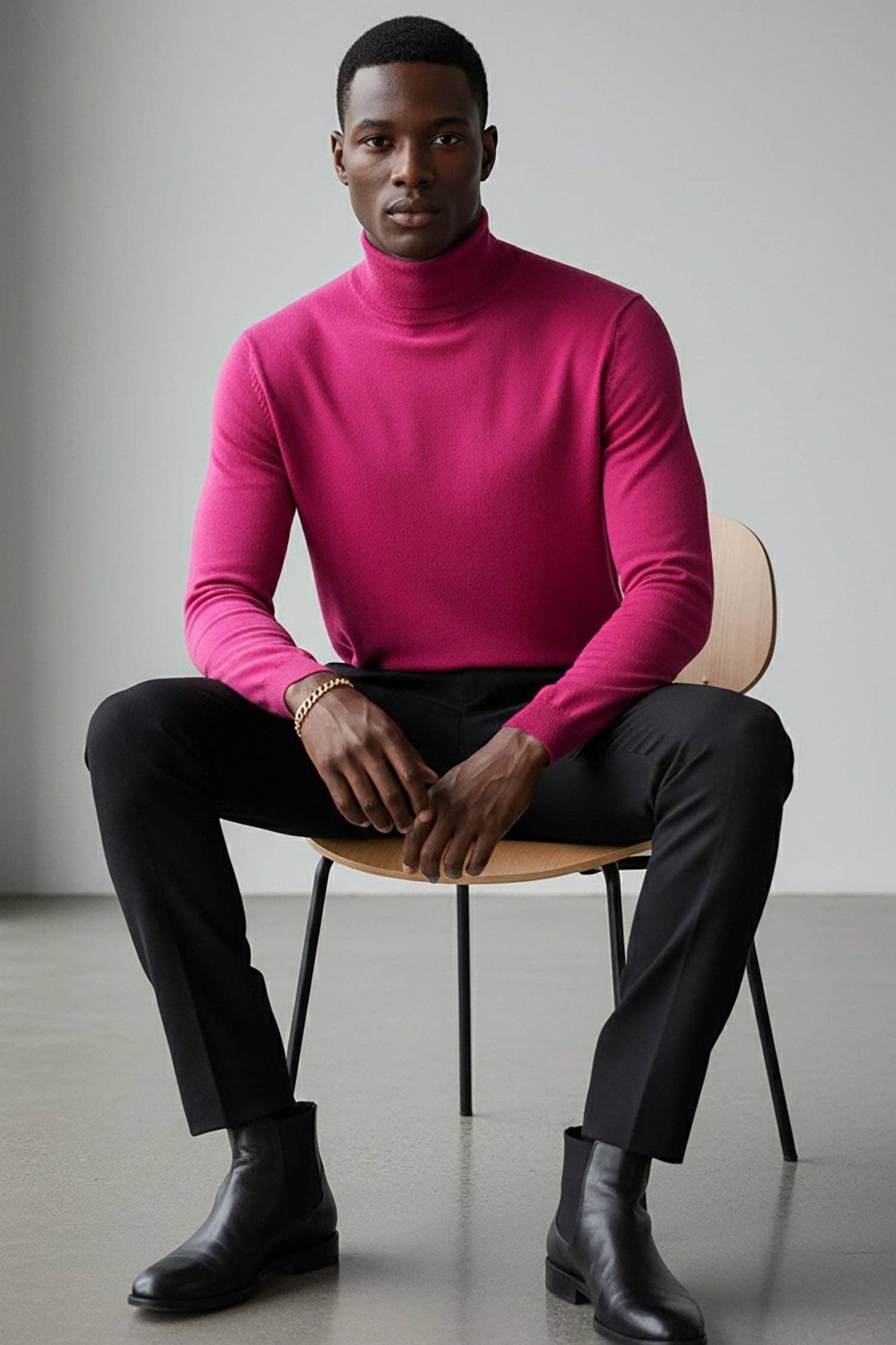 Men's Turtleneck Ribbed Solid Basic Sweater LS2100