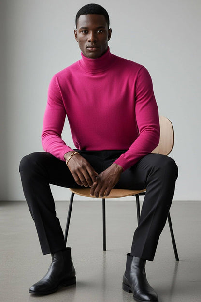Men's Turtleneck Ribbed Solid Basic Sweater LS2100