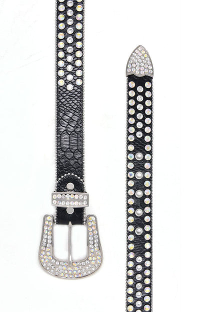 Men's Jewels Rhinestone Stone Buckle leather belt