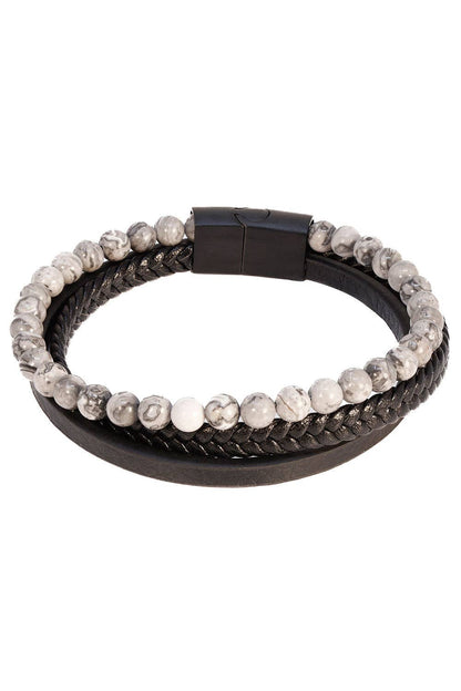 Unisex Multi-Layer Beaded Bangle Bracelets 4BMS06