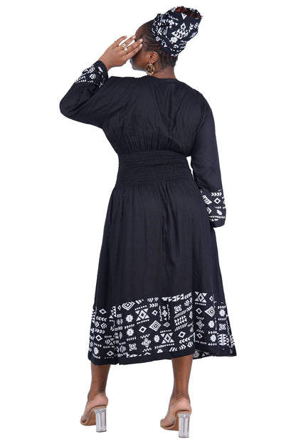 African Trim Midi Dress