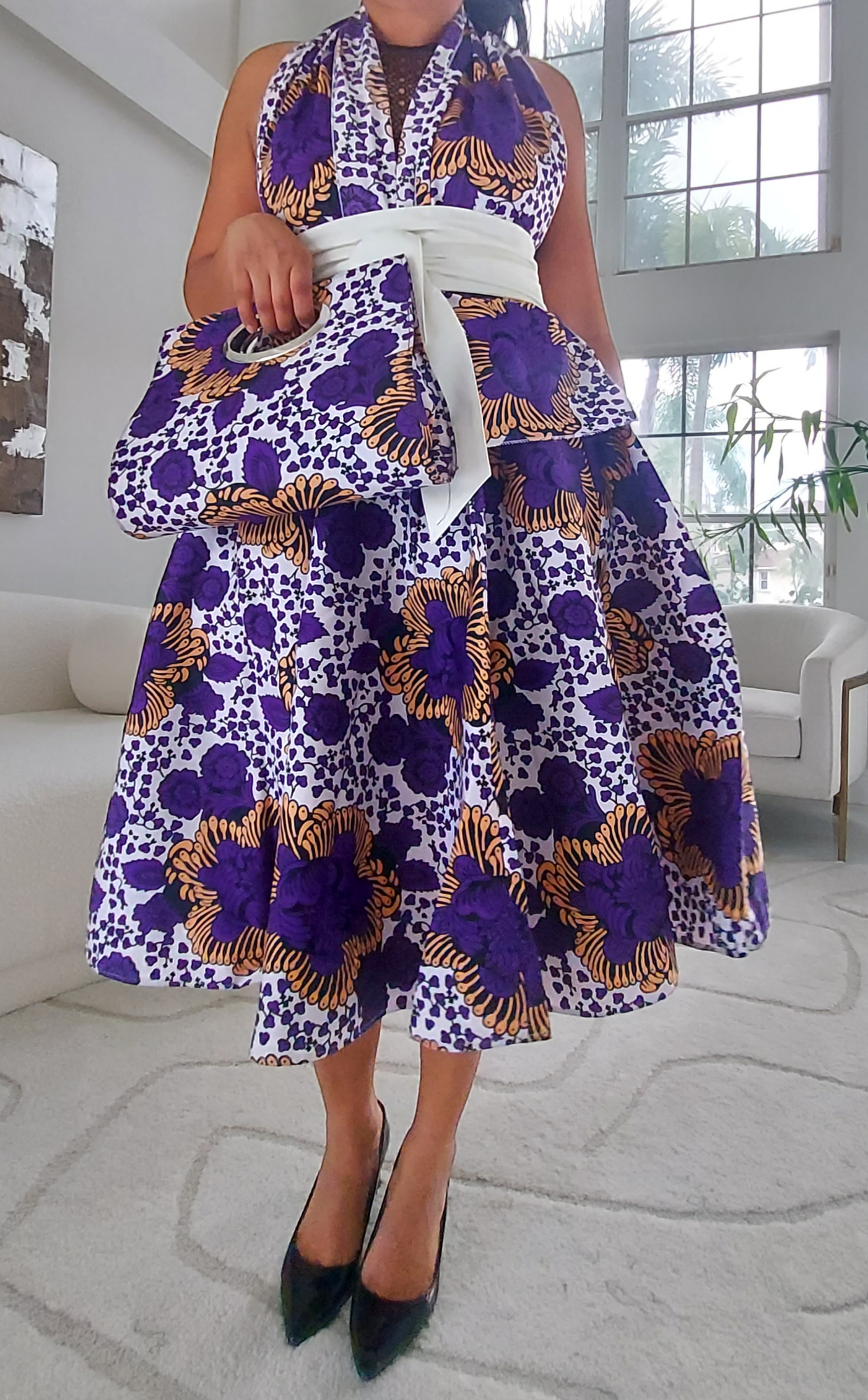 1006 Combo-Women Mid Length Skirt & Pocketbook Set