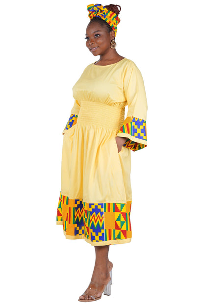 African Trim Midi Dress